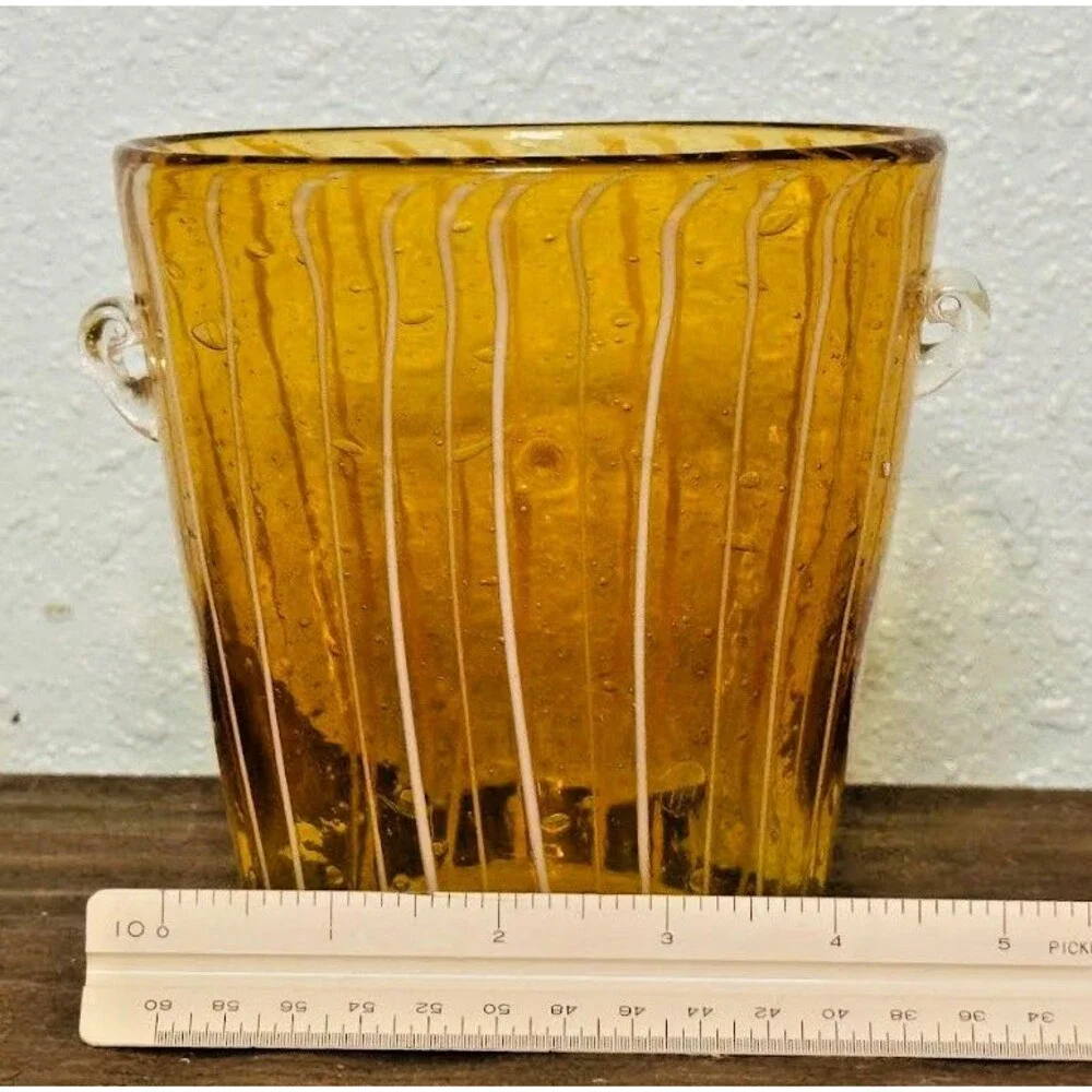 Venini for Disaronno murano art glass amber bubble ice bucket(w)